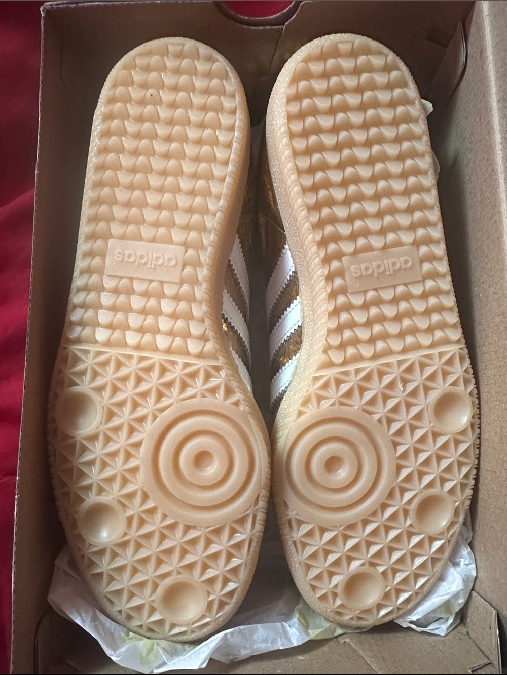 Adidas Samba Metallic Gold Low-Top Sneakers with White Stripes BRAND NEW! - Picture 3 of 6